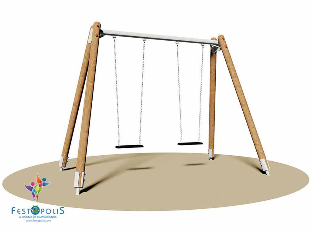 Altalena Doppia In Legno