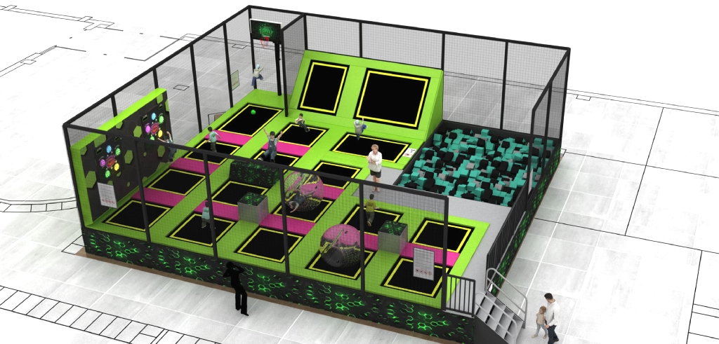 TRAMPOLINE PARK mt 12,80 x 11,5 x 4,5H