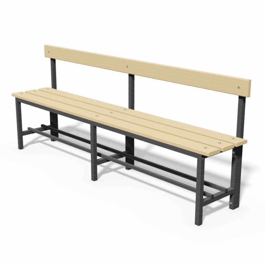 Panca acciaio con schienale 2mt
