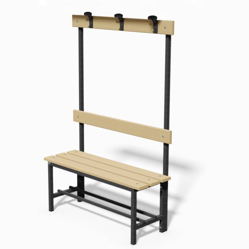 Panca con seduta, schienale e appendiabiti 1mt